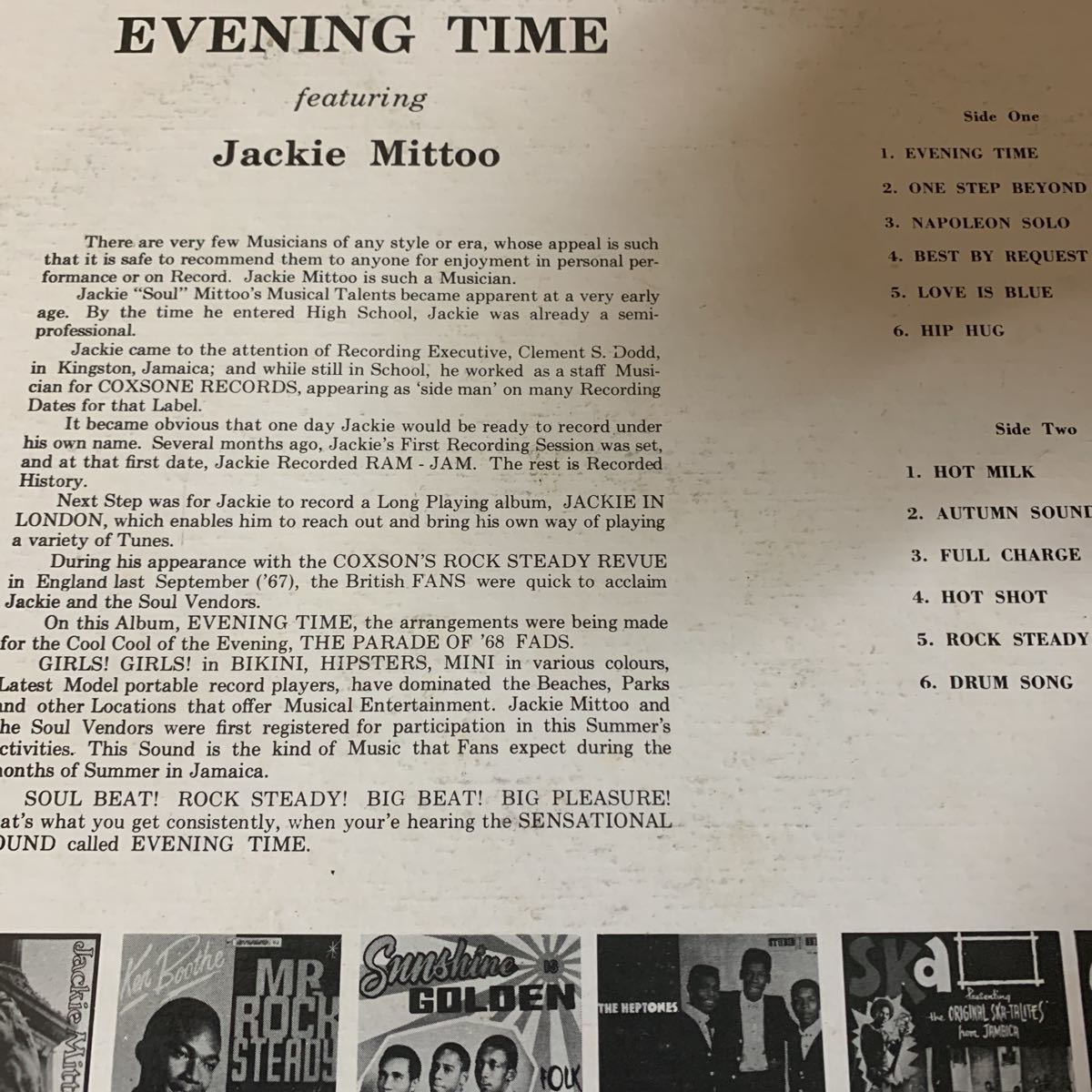 Jackie Mittoo And The Soul Vendors / Evening Time JA 厚紙ｊｋ-