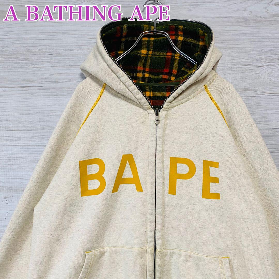 送料無料】美品 A BATHING APE フルジップパーカー◎チェック柄-