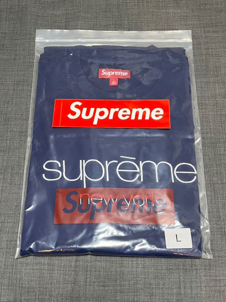 送料無料 ネイビー L Supreme Supreme Classic Logo S/S Top Tee Navy シュプリーム クラシックロゴ Tシャツ 23FW Box ステッカー 新品