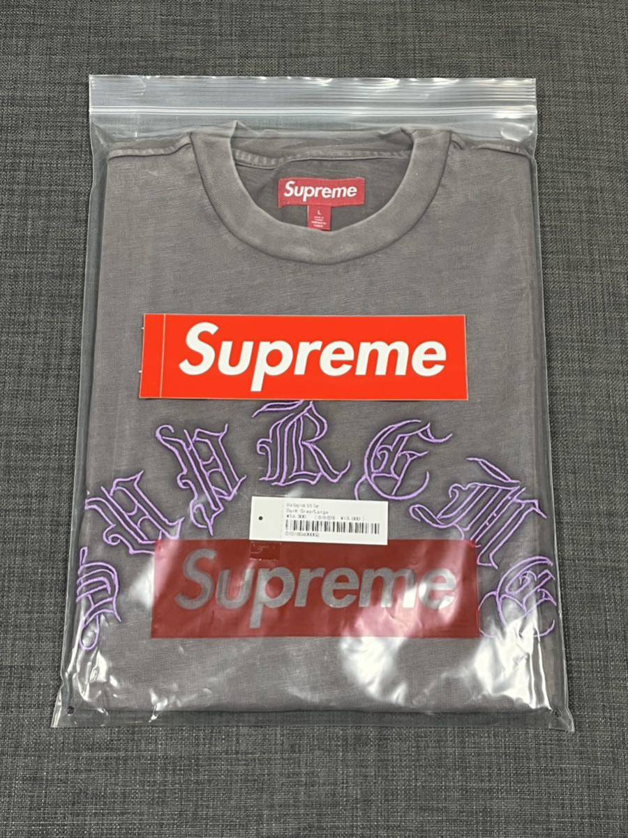 送料無料 グレー L Supreme Old English S/S Top Tee Dark Grey シュプリーム オールドイングリッシュ ロゴ  Tシャツ 23FW Box Logo 新品