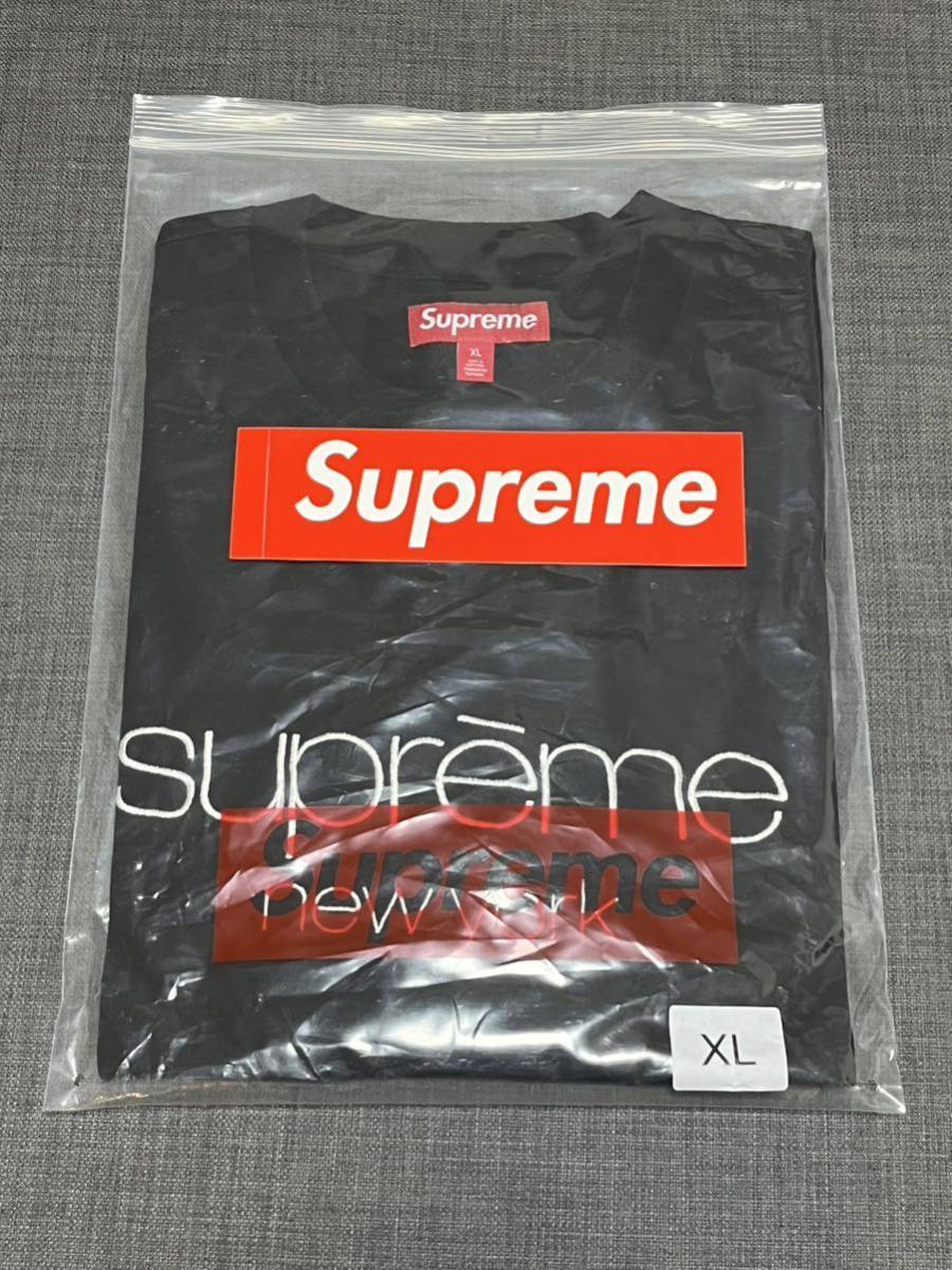 送料無料 黒 XL Supreme Supreme Classic Logo S/S Top Tee Black シュプリーム クラシックロゴ Tシャツ ブラック 23FW Boxステッカー 新品