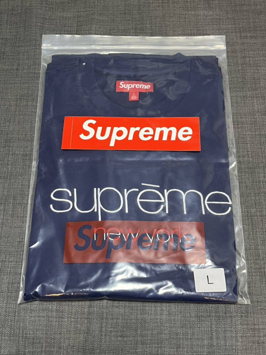 送料無料 ネイビー M Supreme Classic Logo S/S Top Tee Navy