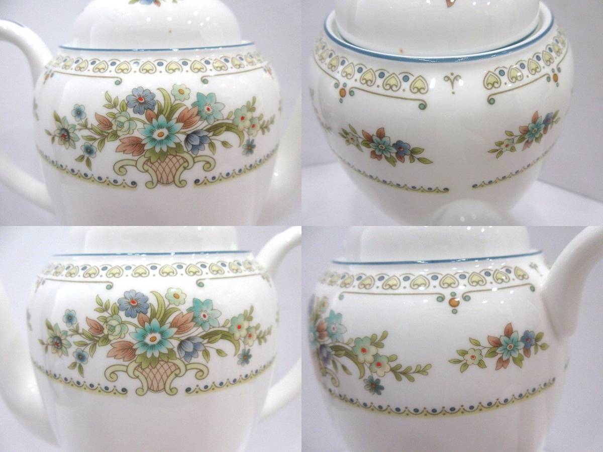 ☆WEDGWOOD ウェッジウッド PETERSHAM ピーターシャム ボーンチャイナ ティーポット ホワイト 花 植物 ボタニカル 未使用 箱無 食器☆_画像3