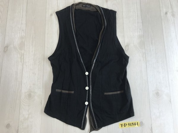 〈送料280円〉MEN’S MELROSE メンズメルローズ カットオフ 綿レーヨン ベスト 黒_画像1