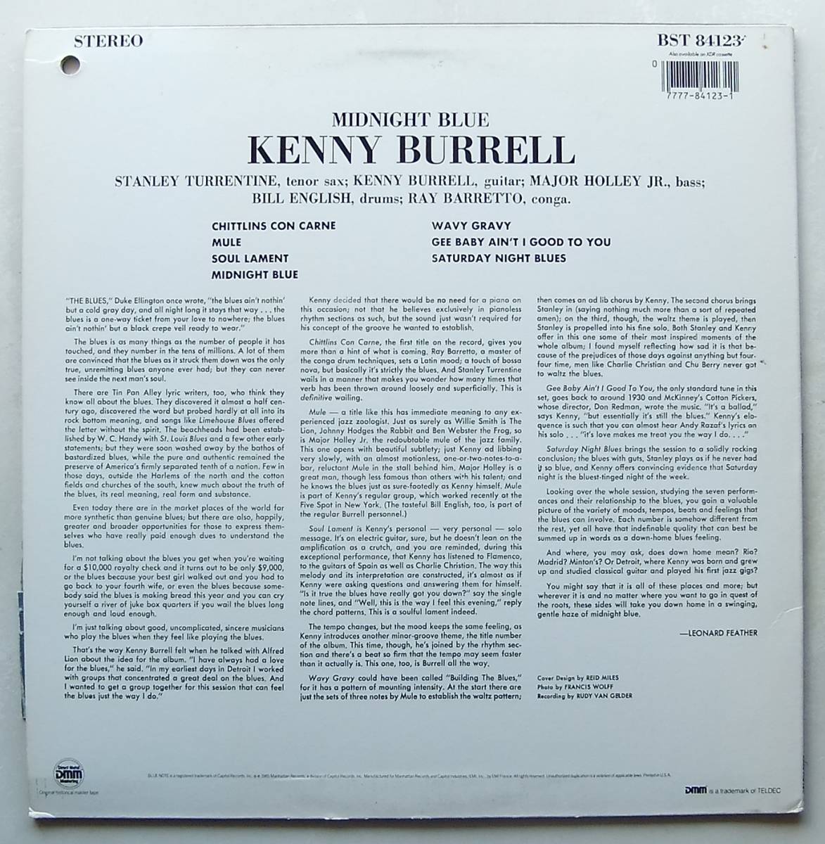 ◆ KENNY BURRELL / Midnight Blue ◆ Blue Note BST 84123 (DMM) ◆_画像2