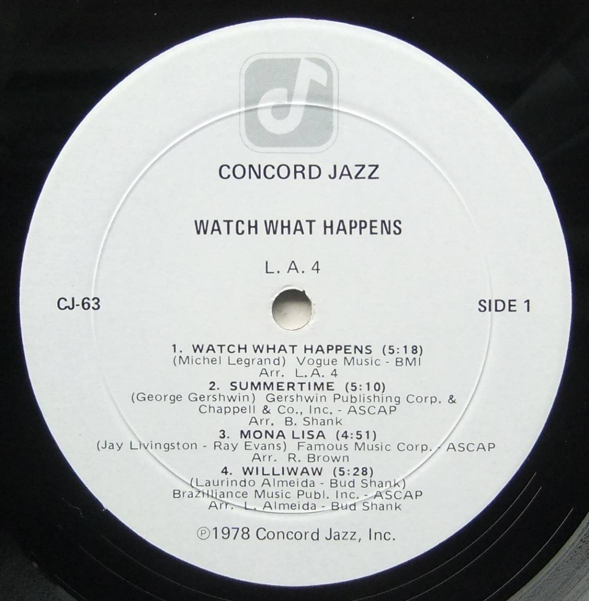 ◆ L.A.4 / Watch What Happens ◆ Concord Jazz CJ-63 ◆_画像3