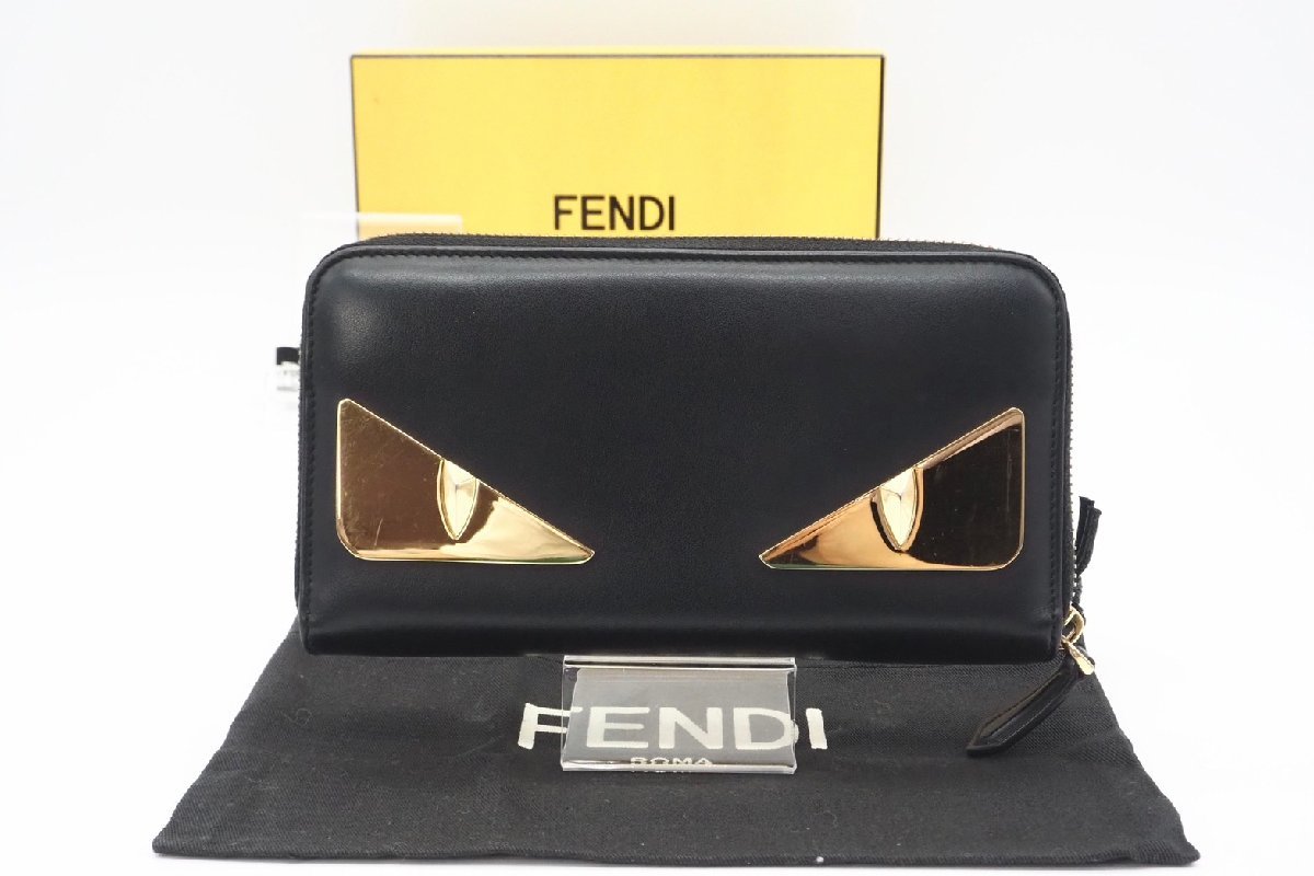 FENDI フェンディ モンスター バグズアイ ラウンドファスナー 長財布-