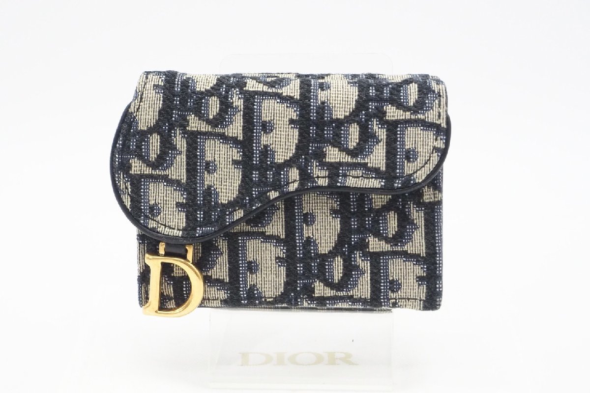 2年保証』 （Dior)SADDLE フラップ コンパクト ジップカードホルダー