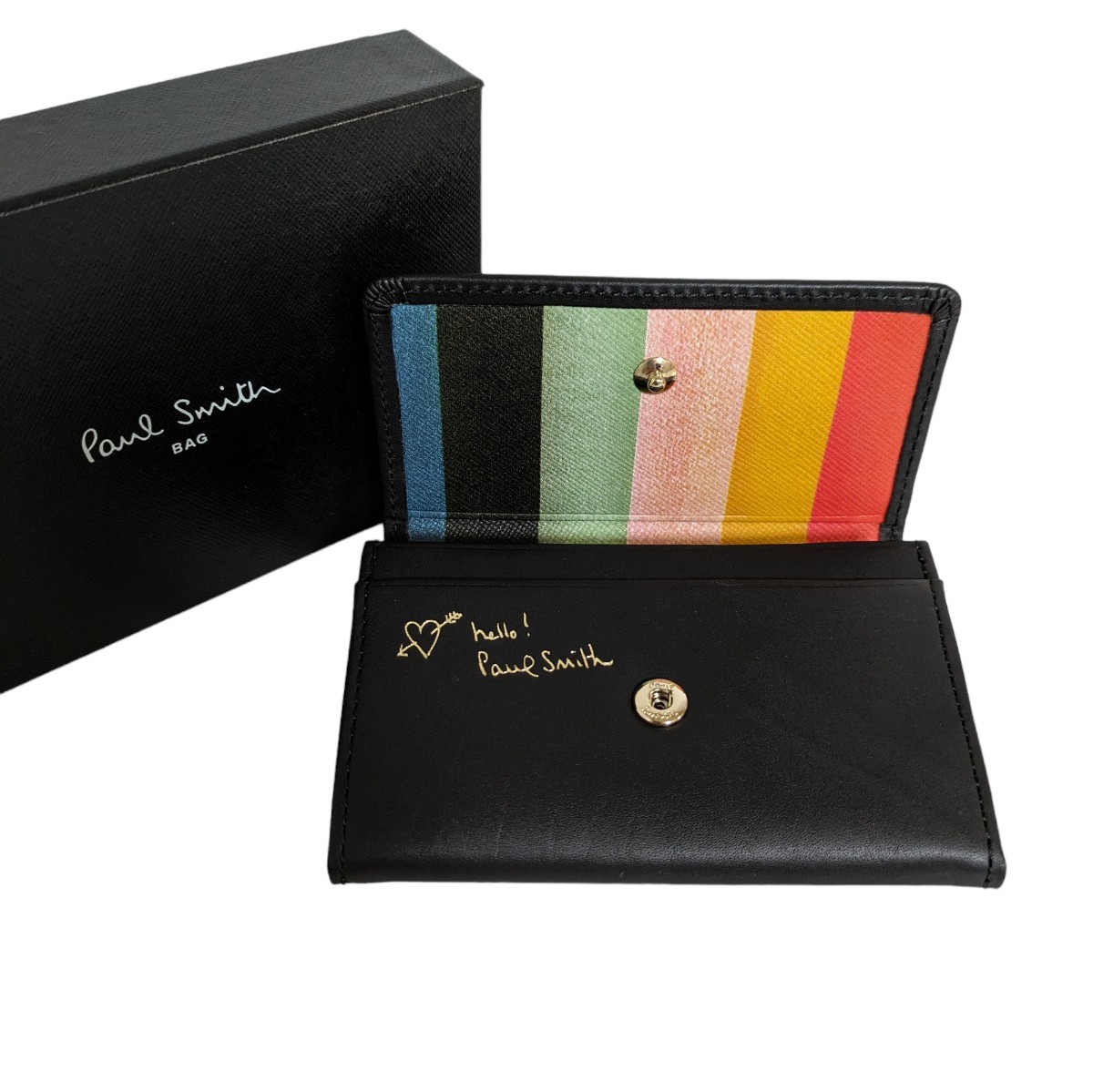 新品 ポールスミス Paul Smith 名刺入れ クラシックレザー アーティストストライプ