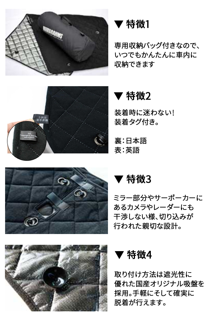 アルファード HV AYH30W ブラインドシェード サンシェード B1-090-F3 車用 5枚セット 遮光 目隠し フロント 1列目窓 受注生産品_画像6