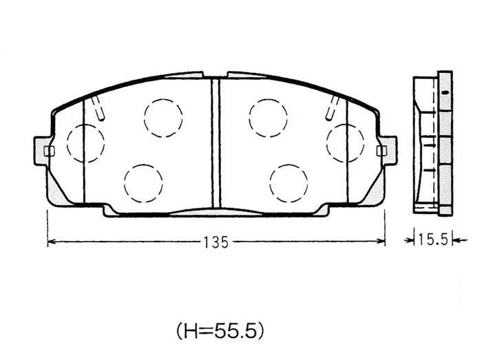 ハイエース バン・トラック LH109V LH119V DP-266 フロント ブレーキパッド 1台分 (4枚) セット 激安特価 送料無料_画像2
