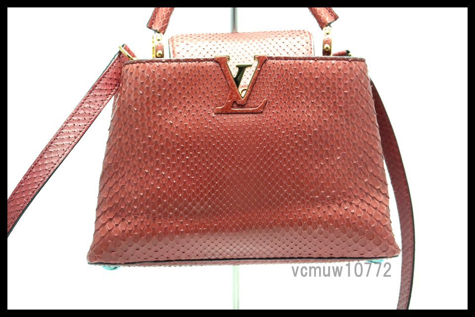 近年モデル希少美中古■LOUIS VUITTON カプシーヌBB パイソン×レザー 2way ハンドバッグ ルイヴィトン■0921cb712-9_画像1