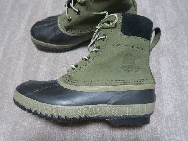 1.9万★美品 ソレル SOREL シャイアンII NM2755 Nori Black 8 防寒ブーツ メンズ 防水 スノーブーツ オリーブ 本革_画像3