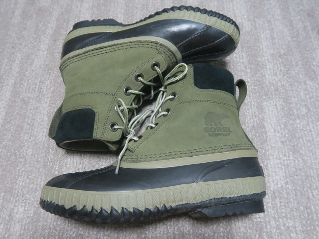 1.9万★美品 ソレル SOREL シャイアンII NM2755 Nori Black 8 防寒ブーツ メンズ 防水 スノーブーツ オリーブ 本革_画像4