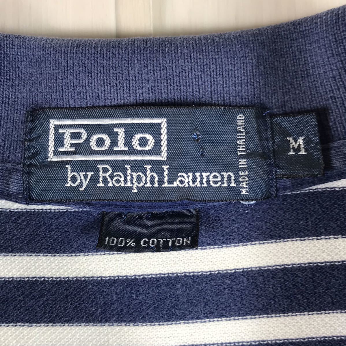 POLO BY RALPH LAUREN ポロ バイ ラルフローレン 半袖 ポロシャツ M バイカラー ボーダー柄 刺繍ロゴ ポニー_画像8