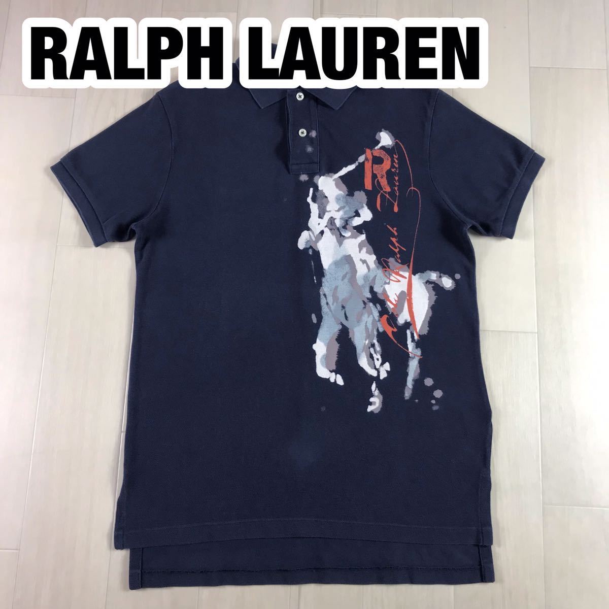 POLO BY RALPH LAUREN ポロ バイ ラルフローレン 半袖 ポロシャツ S ネイビー ポニー_画像1