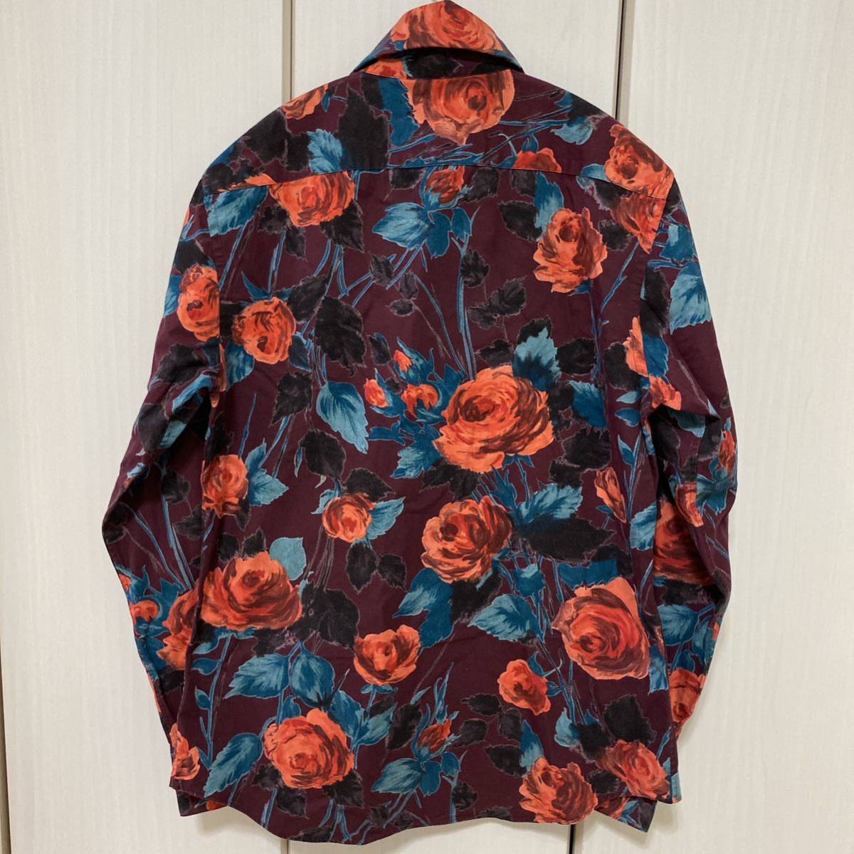 Paul Smith ポールスミス　花柄シャツ　フラワープリント　ローズ　薔薇　Mサイズ　ワインレッド　長袖シャツ_画像3