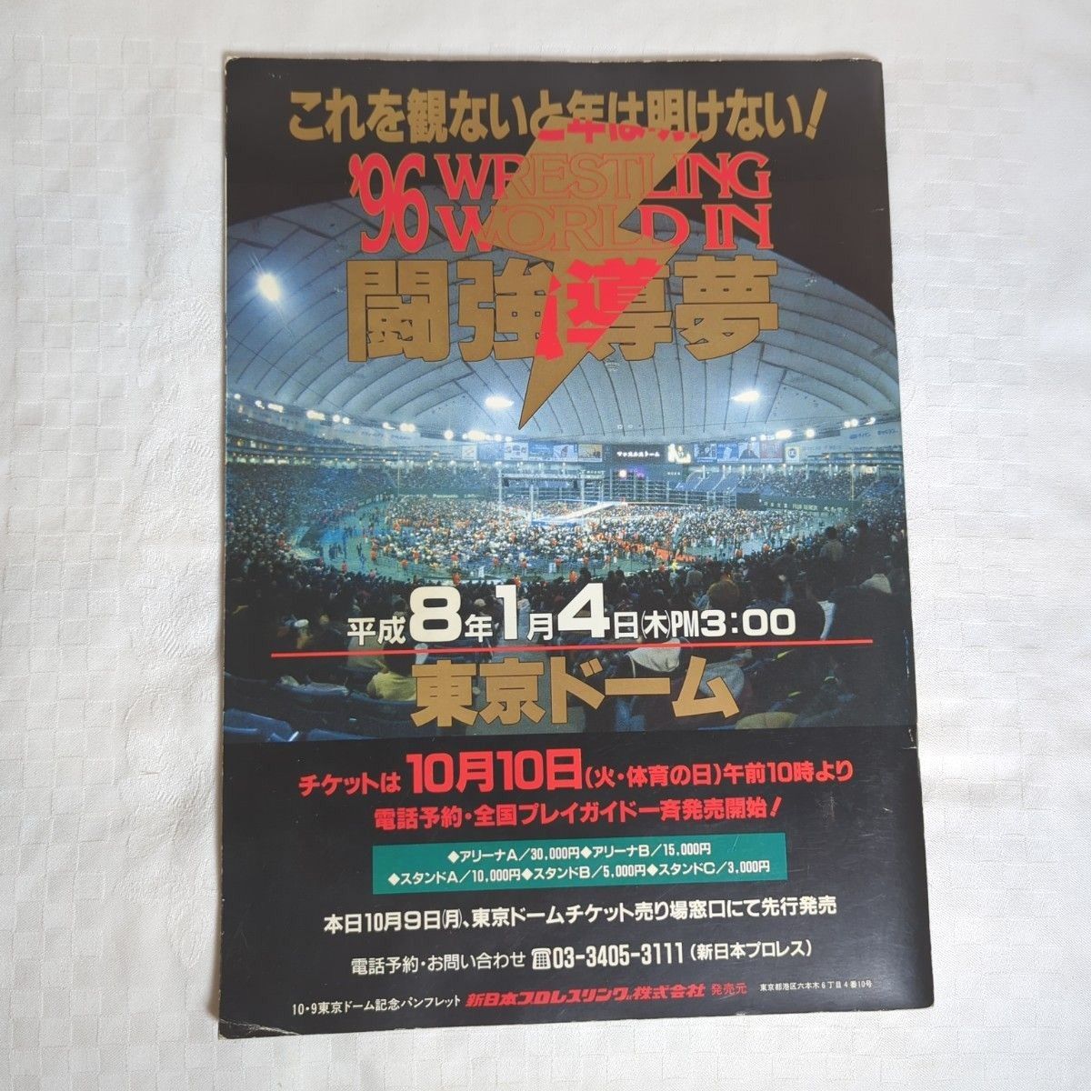 1995年 新日本プロレス VS UWFインター全面対抗戦パンフレット　武藤敬司 高田延彦 東京ドーム