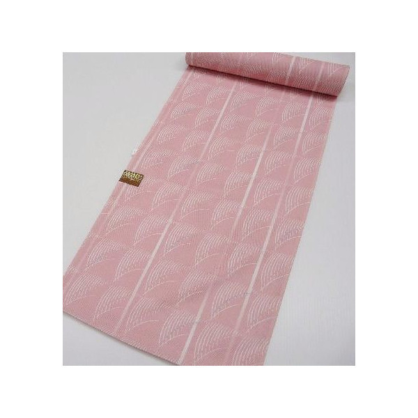 売れ筋がひ! 洗える着物 夏 駒絽のきもの 桃色にすすき 反物 174 未