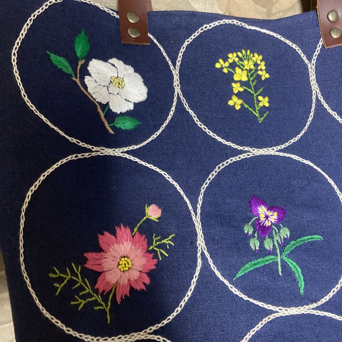 手刺繍花図鑑大きなトートバッグ_画像5