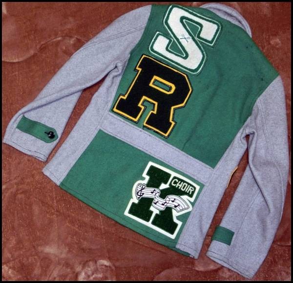スタジャン 40年代アワードジャケット40sウールジャケット50年代スポーツジャケット50sビンテージ緑クラウン オリジナル音符ツートーン p60_画像2