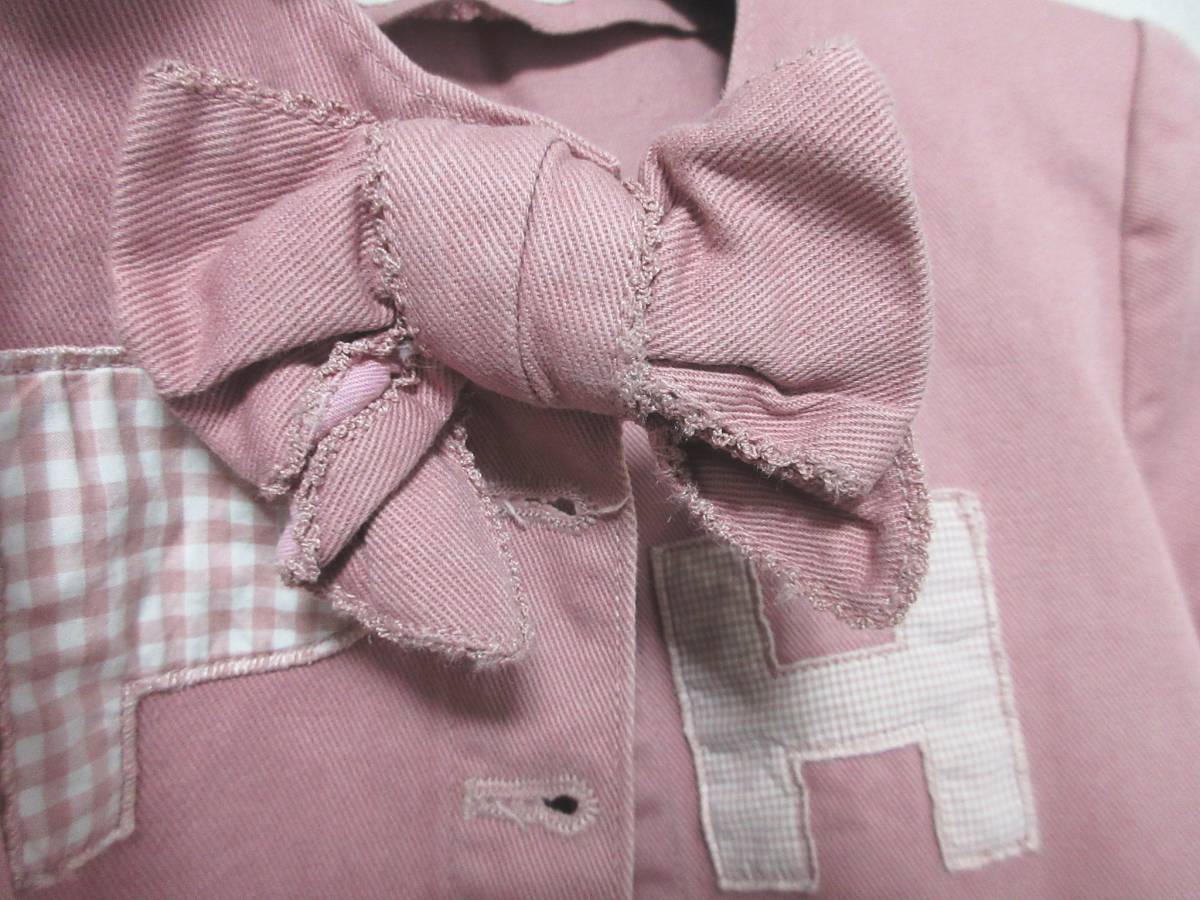 BABY PINK HOUSE Pink House no color jacket ribbon child M pink kn1334