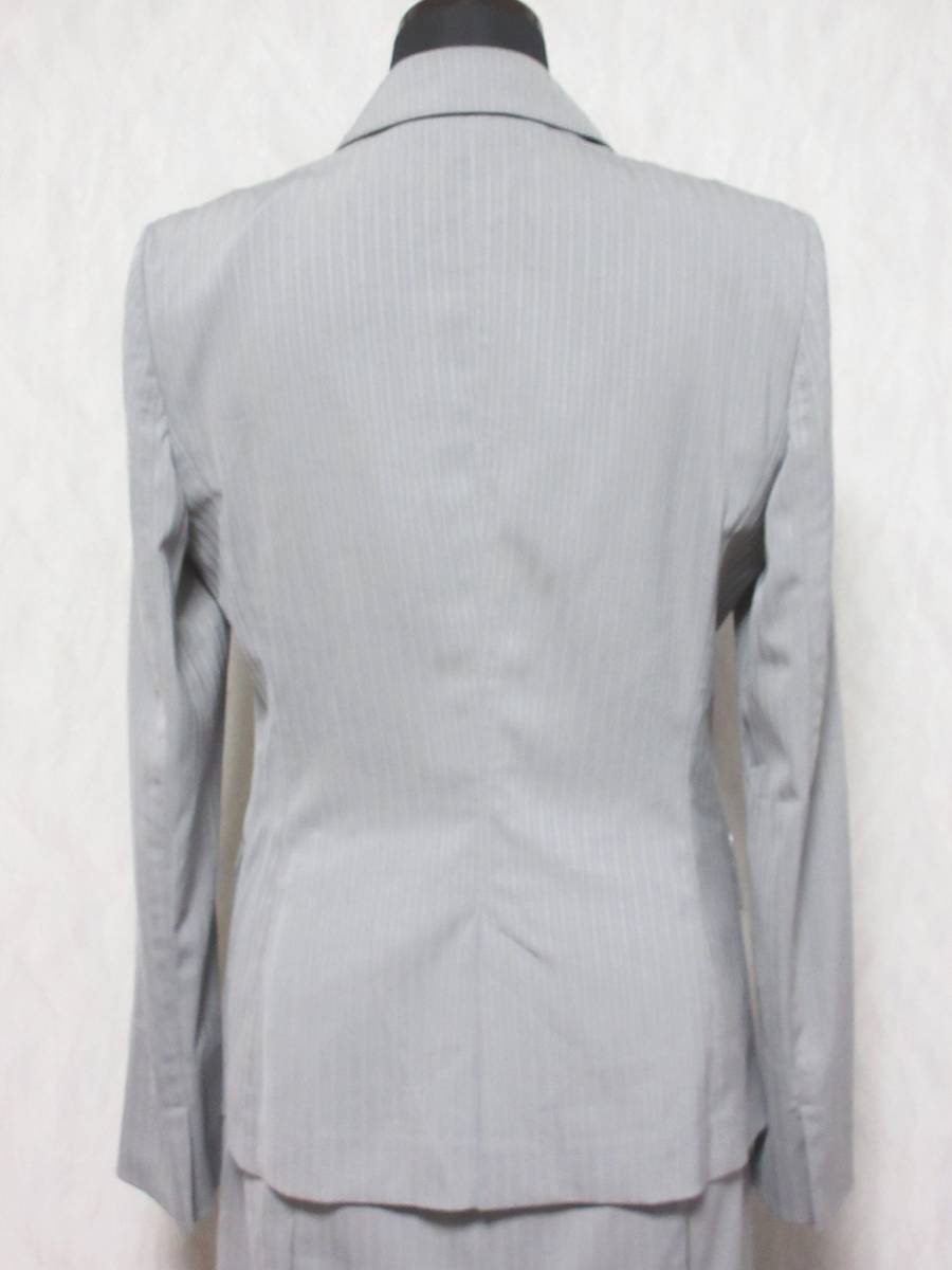 INDIVI Indivi suit setup stripe stretch spring summer lady's jacket 38 skirt 38 gray irmri yg4570