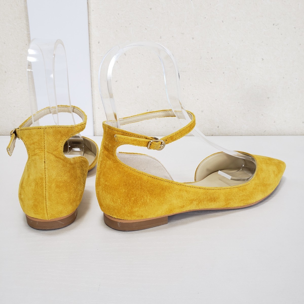  beautiful *AFFRANCHIE SLOBEa franc si-( Iena slow b) original leather po Inte dotu strap pumps flat shoes (38#24.0cm)