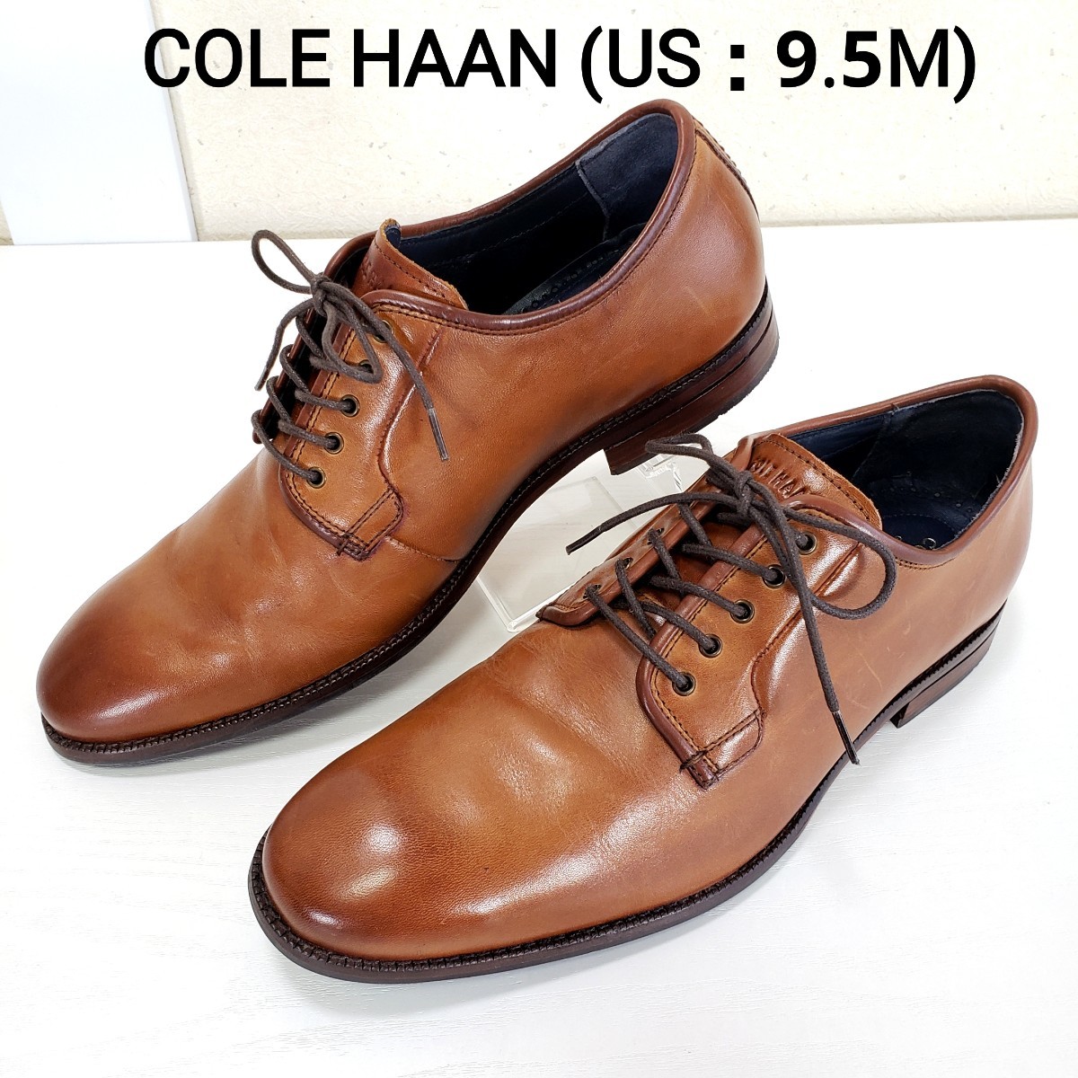 極上品◆COLE HAAN コールハーン 牛革 プレーントゥ レザーシューズ 革靴 ビジネス 紳士靴 メンズ(US：9.5M■27～27.5cm)茶  ブラウン