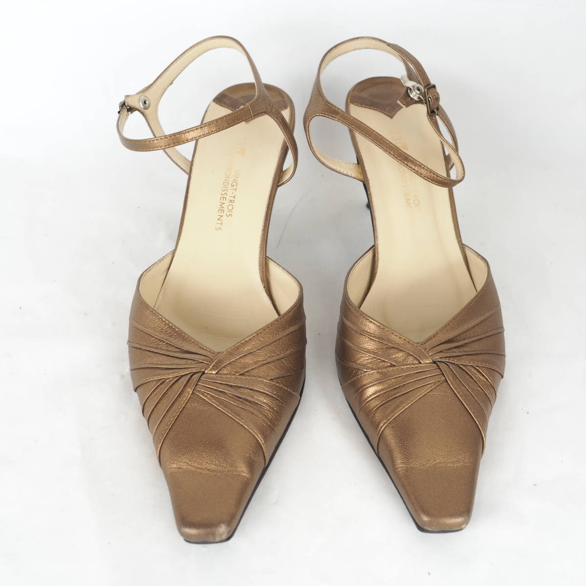 MK1558*23 district * lady's back strap pumps *24.5cm* Gold 