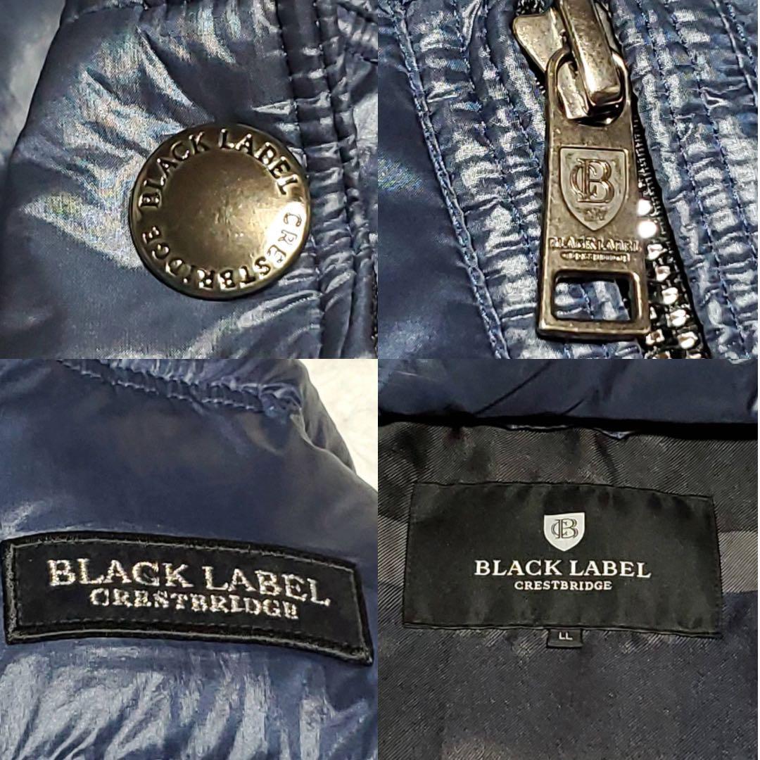 数回使用 XL ブラックレーベルクレストブリッジ 最高級ホワイトグース ダウンジャケット ネイビー BLACK LABEL CRESTBRIDGE  CBチェック 紺