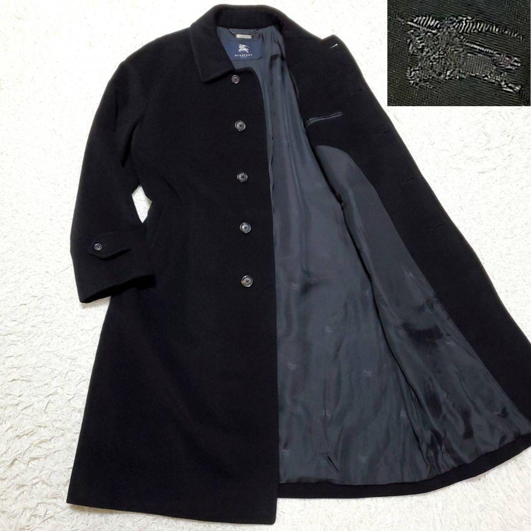 極美品 XL バーバリー 極上カシミア 100 ロングコート 裏地総柄 ブラック BURBERRY カシミヤ ロゴ 黒 2L LL