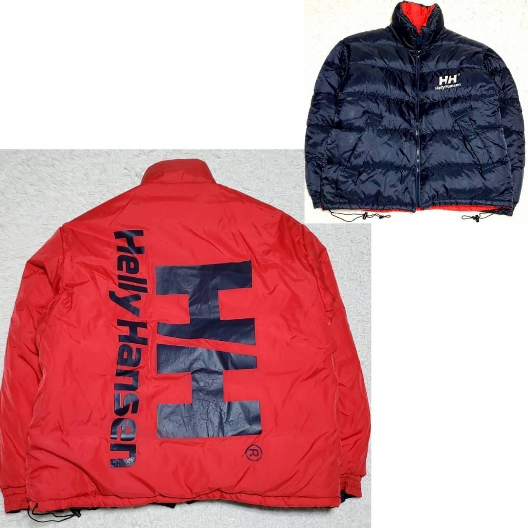 美品 L HELLY HANSEN ダウン ジャケット コート 肉厚 リバーシブル