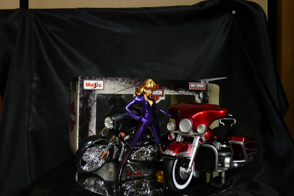  Lupin III ; Mine Fujiko лиловый & рубин красный Harley Davidson 2015 чёрный *1/12 без коробки d обычный мотоцикл есть краска модифицировано 