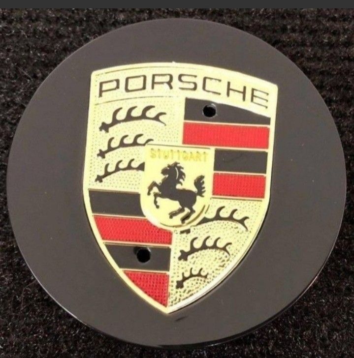 ポルシェ センターキャップ 76mm ブラック ゴールド 現行タイプ 4個セット 送料無料 Porsche 