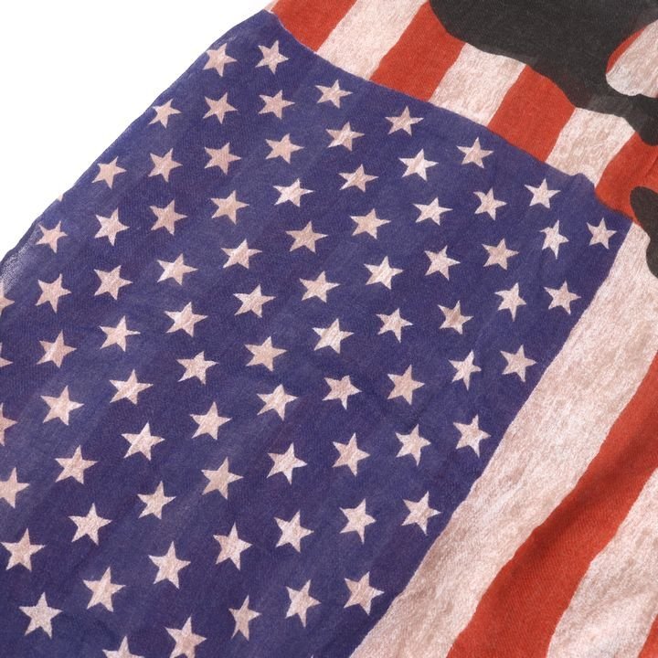 ハイドロゲン ストール スカル ウール混 星条旗 ブランド スカーフ メンズ マルチカラー HYDROGEN_画像3
