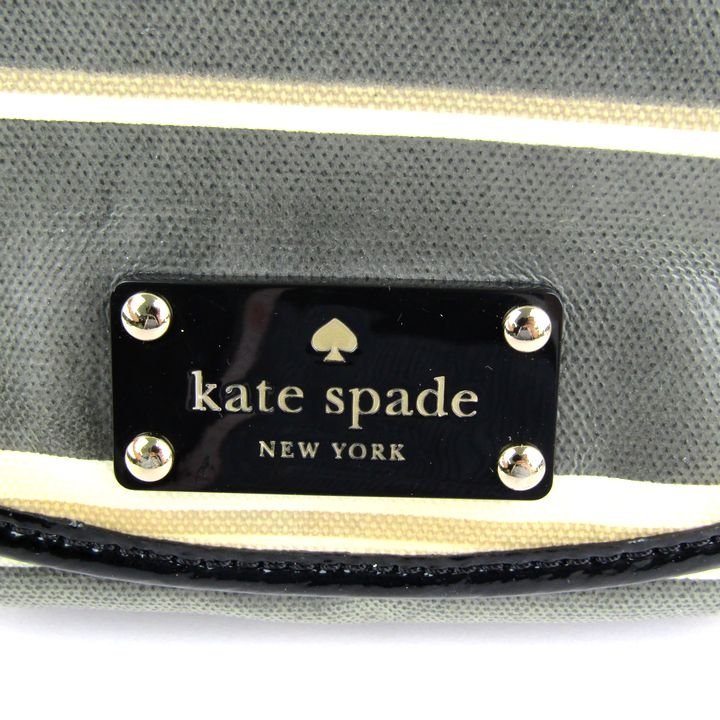 ケイトスペード ショルダーバッグ ボーダー フラップ ロゴプレート 斜め掛け ブランド カバン レディース グレー Kate Spade_画像3
