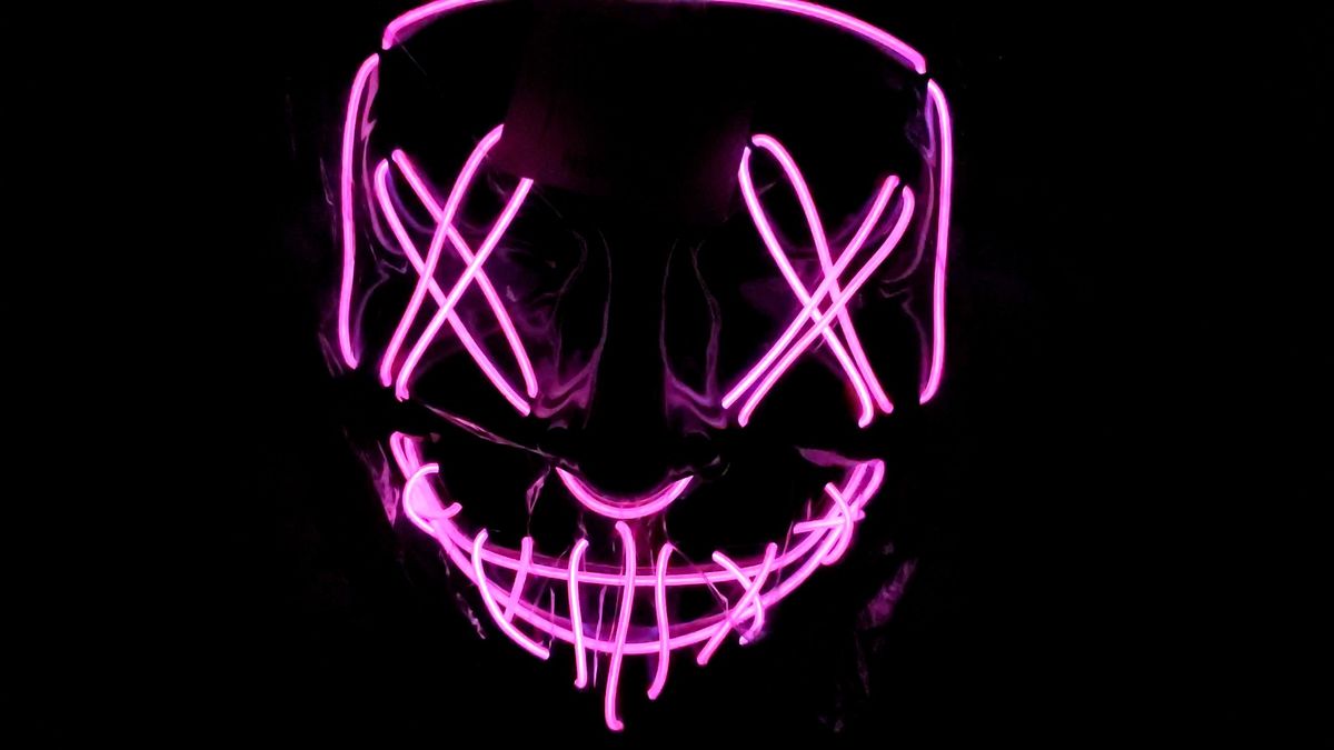 イベント 光るマスク ネオン ピンク LED 点滅 ハロウィーン コスプレ 仮面 パーティー