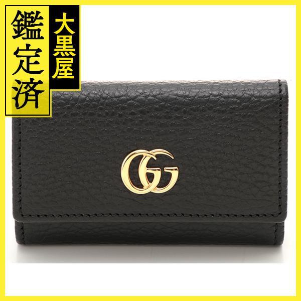 GUCCI　グッチ　GGマーモント　６連キーケース　ブラック　レザー　【471】Ｙ