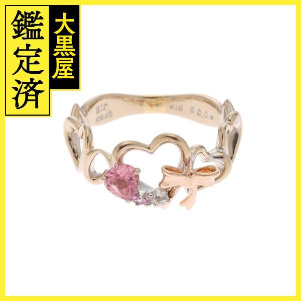 JEWELRY　ジュエリー　 リング　　K18ピンクゴールド/ホワイトゴールド／イエロ－ゴールド　　13号　E:rイニシャル入り　　【472】KS_画像1