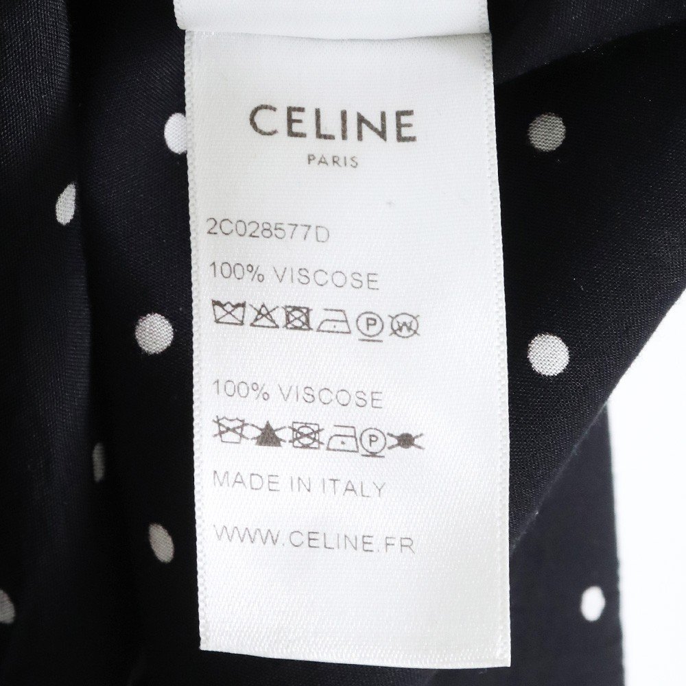 CELINE ドットプリントドラッグストアカラークラシック長袖シャツ 39 ブラック 2C028577D セリーヌ CLASSIC SHIRT IN DOT PRINTED VISCOSE_画像7