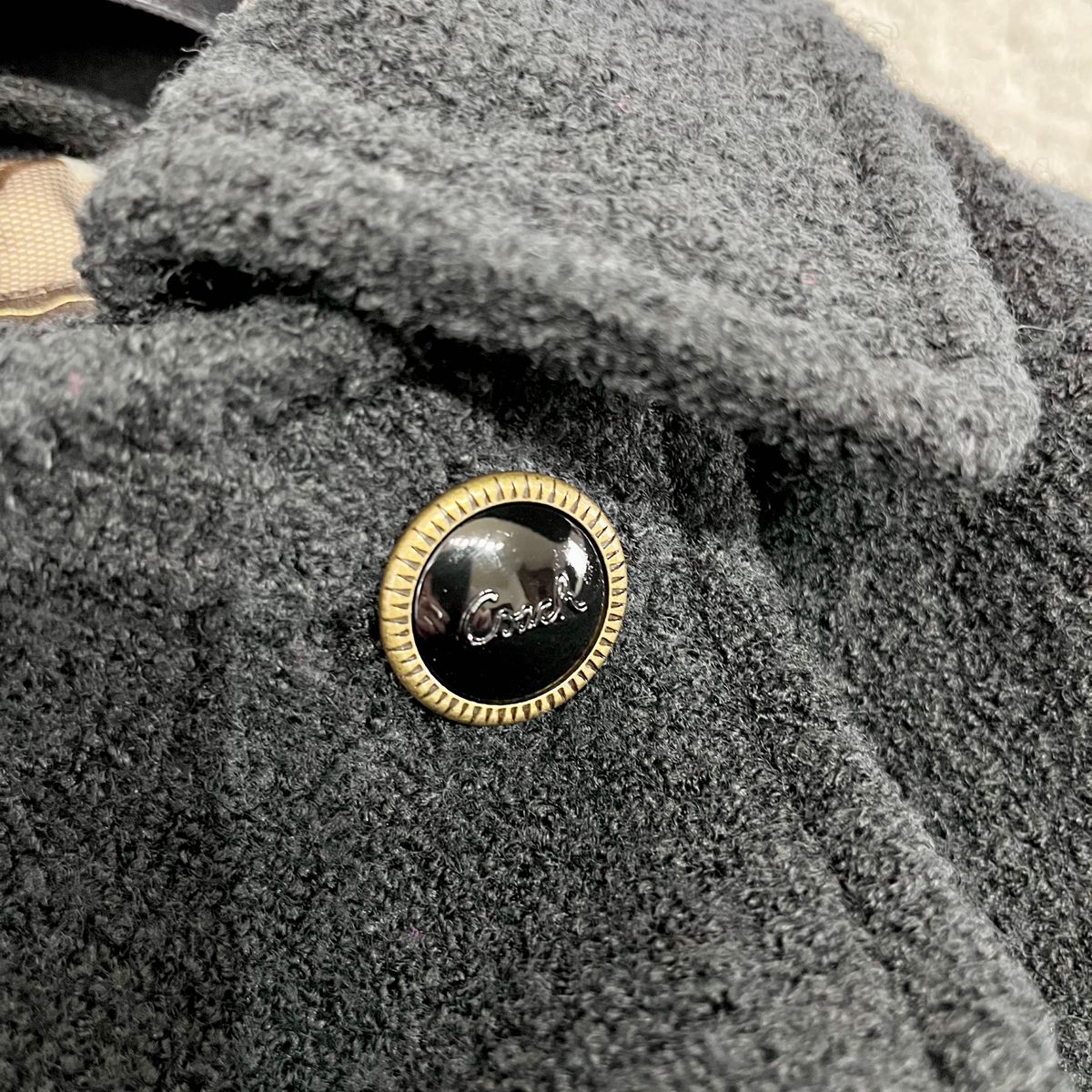 COACH コーチ ピーコート シグネチャーライナー ロゴボタン 黒 ショートコート