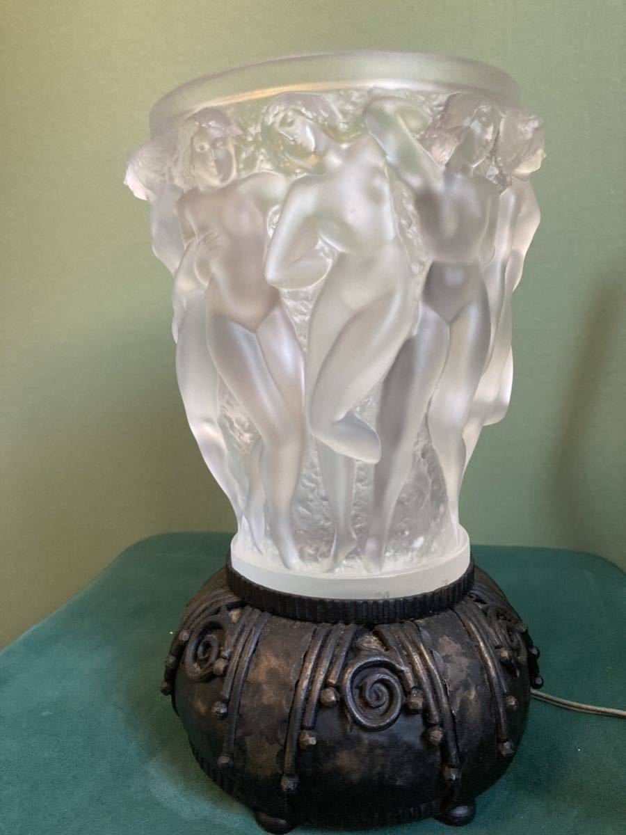 10万スタート! ラリック LALIQUE ルネラリック Rene Lalique バッカスの巫女たち フラワーベース 花瓶 花入れ サイン有 24㎝ ライト_画像1