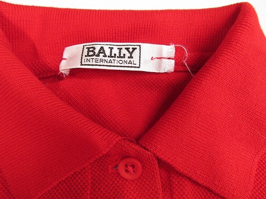 k6317：vintage？BALLY バリー レディース 半袖ポロシャツ 36 カットソー/ゴルフウェア ロゴ刺繍/レッド赤 英国製：35_画像5