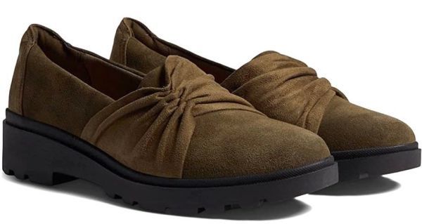 Clarks 25cm Wedge коричневый n ключ Loafer легкий .... оливковый осень цвет туфли без застежки спортивные туфли туфли-лодочки ботинки балет ограничение 12