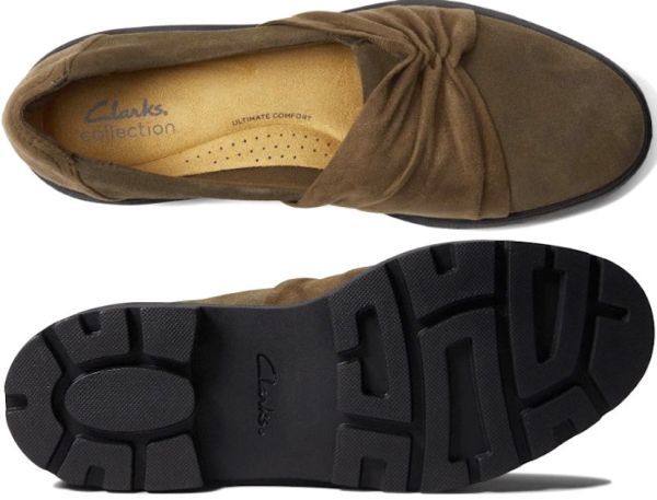 Clarks 25cm Wedge коричневый n ключ Loafer легкий .... оливковый осень цвет туфли без застежки спортивные туфли туфли-лодочки ботинки балет ограничение 12