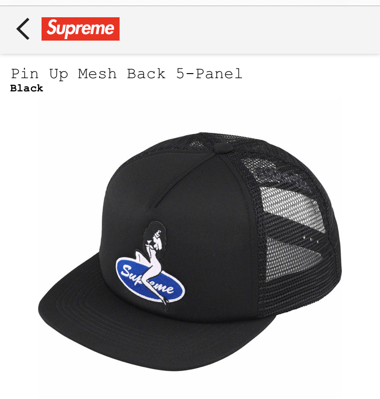 【新品正規】黒 / 23aw supreme Pin Up Mesh Back 5-Panel cap 5 panel BLACK 23fw メッシュ キャップ