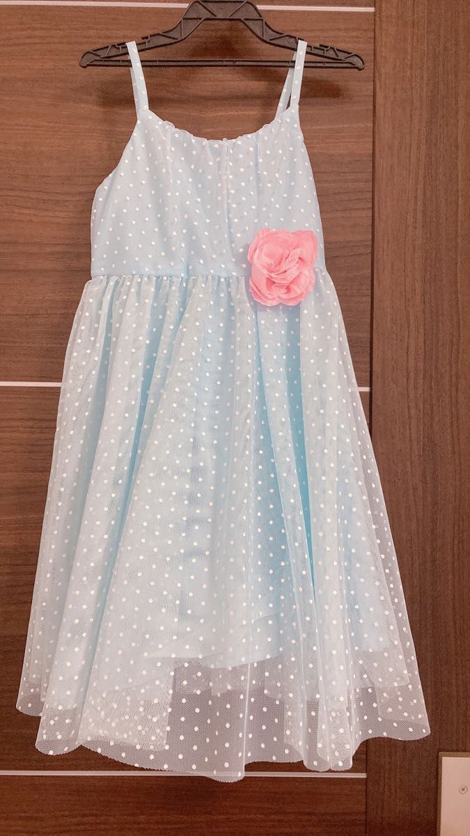 H&M キッズ　ドレス　水色ドットチュール　4〜5歳サイズ　ピアノ発表会におすすめ！