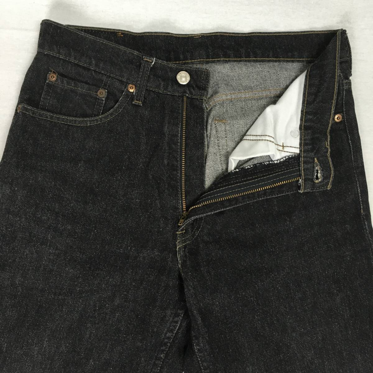 【80s】Levi's リーバイス 626-53 日本製 89年 ブラックデニム テーパード ジーンズ W30 パンツ 革パッチ ジップフライ_画像5