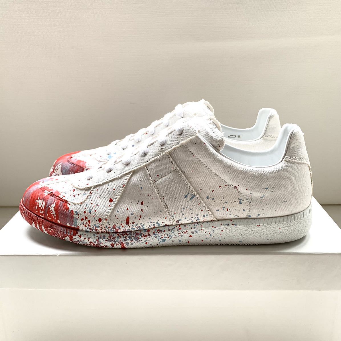 新品 メゾンマルジェラ Maison Margiela レプリカ Replica ペイントドロップ スニーカー 43 定8.58万 白 ホワイト ペンキ 28㎝ 送料無料_画像2